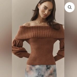 Anthropologie The Tessa Off-The-Shoulder Puff-Sleeve Sweater